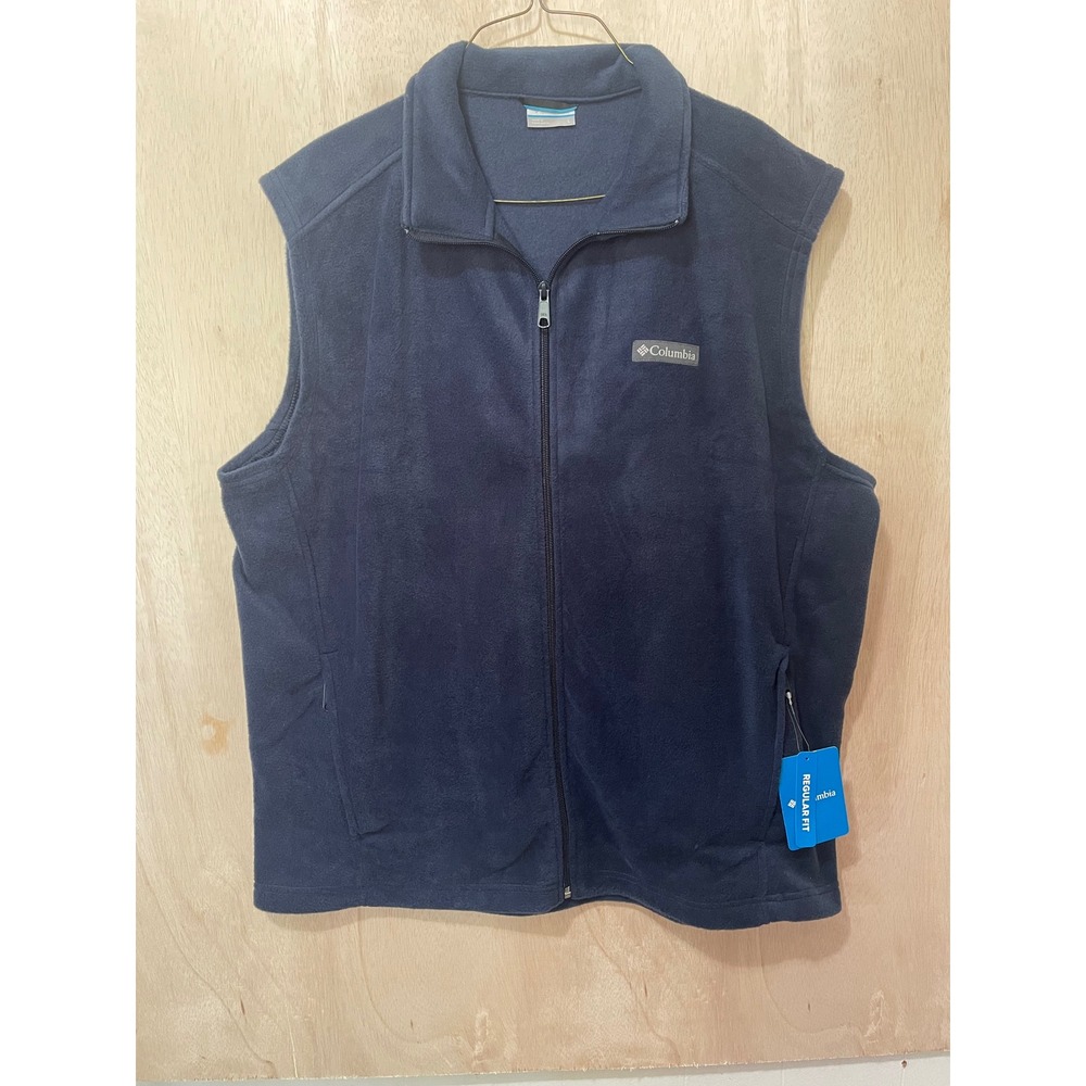 Columbia Steens Mountain Fleece Vest Mens Large Navy Blue Full Zip AM1535-464